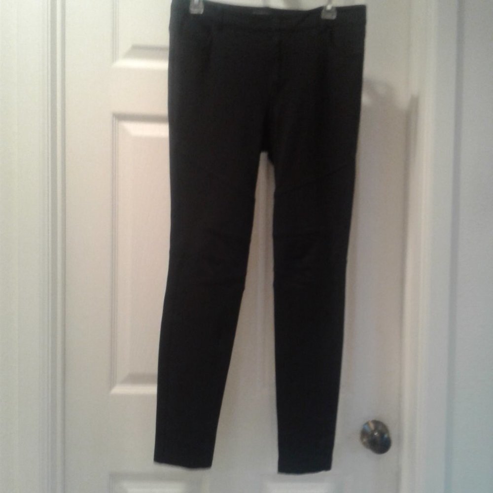 Vince Black Pants with Moto-style Seam Detail